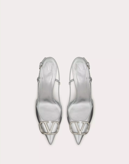 VLOGO SIGNATURE SLINGBACK PUMP IN LAMINATED NAPPA LEATHER 80MM